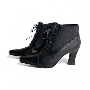 Sacha London Leather Lace Detail Heeled Boots Sz 8 M